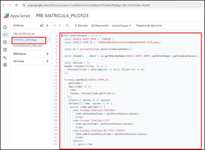 Implementation of Google App script for automatic generation of pre ...