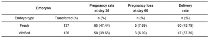 Pregnancy and delivery rates after vitrification of in vitro -produced ...